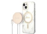 Zestaw Guess Gubpp14Mhmeacsh Custodia+ Caricatore Iphone 14 Plus / 15 Plus 6.7 BiałY/Bianco Custodia Rigida Marmo Magsafe