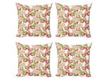 Abakuhaus Set Di Federe Vittoriane (4 Pezzi), Mela Naturale, Fiore, Stampa Digitale Moderna Su Entrambi I Lati, 45 Cm X 45 Cm, Rosso Bianco Verde