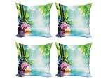 Set Di Federe Per Cuscini Abakuhaus Spa (4 Pezzi), Candle Bamboo Tranquility, Stampa Digitale Moderna Su Entrambi I Lati, 60 Cm X 60 Cm, Multicolore