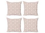 Abakuhaus Set Di Federe Marocchine (4 Pezzi), Geometriche, Stampa Digitale Moderna Su Entrambi I Lati, 40 Cm X 40 Cm, Beige, Rosa, Bianco