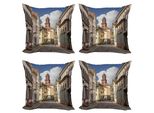 Abakuhaus Set Di Federe Europee (4 Pezzi), Heidelberg Streets, Stampa Digitale Moderna Su Entrambi I Lati, 40 Cm X 40 Cm, Multicolore