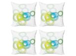 Abakuhaus Set Di Federe Astratte (4 Pezzi), Cerchio Ombre Moderno, Stampa Digitale Moderna Su Entrambi I Lati, 40 Cm X 40 Cm, Blu-Bianco E Giallo