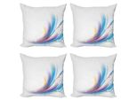 Abakuhaus Set Di Federe Astratte (4 Pezzi), Arcobaleno Ispirato Alle Onde, Stampa Digitale Moderna Su Entrambi I Lati, 60 Cm X 60 Cm, Viola