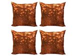 Abakuhaus Set Di Federe Astratte (4 Pezzi), Mosaico Vivid Dots, Stampa Digitale Moderna Su Entrambi I Lati, 60 Cm X 60 Cm, Arancione Scuro Arancione