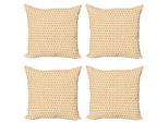 Abakuhaus Set Di Federe Astratte (4 Pezzi), Vettore Senza Cuciture, Stampa Digitale Moderna Su Entrambi I Lati, 60 Cm X 60 Cm, Bianco Marigold