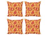 Abakuhaus Set Di Federe Astratte (4 Pezzi), Stile Digitale Mosaico, Stampa Digitale Moderna Su Entrambi I Lati, 60 Cm X 60 Cm, Arancione Calendula Rosso