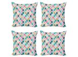 Abakuhaus Set Di Federe Geometriche (4 Pezzi), Classico Marocchino, Stampa Digitale Moderna Su Entrambi I Lati, 60 Cm X 60 Cm, Multicolore