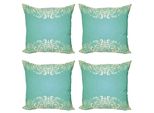 Abakuhaus Set Di Federe (4 Pezzi), Flora Curlicues, Stampa Digitale Moderna Su Entrambi I Lati, 45 Cm X 45 Cm, Seafoam Creme