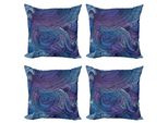 Abakuhaus Set Di Federe Astratte (4 Pezzi), Paisley Ispirato All'oceano, Stampa Digitale Moderna Su Entrambi I Lati, 60 Cm X 60 Cm, Viola-Blu