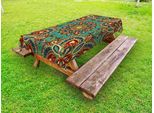 Abakuhaus Tovaglia Mandala Outdoor, Motivo Con Stile Mandala Medievale Orientale Arabesco Etnico Orientale, Verde Acqua Indaco Rubino, 145X305 Cm