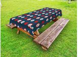 Abakuhaus Tovaglia Da Esterno Anker, Motivo Marinaro Con Ruote Sterzanti Grandi Pois Rossi Cuore Amore, Blu Notte Rosso Cinabro, 145X305 Cm