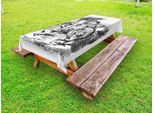 Abakuhaus Alice Tovaglia Da Esterno, Alice Nel Paese Delle Meraviglie Con Dodo Animal Adventures Big Bird Sketch Tema Per Bambini, Bianco E Nero, 145X265 Cm
