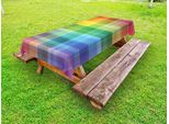 Abakuhaus Annata Rainbow Tovaglia Da Esterno, Design Retrò A Quadri, Quadrati Arcobaleno, Motivo Geometrico Colorato, Multicolore, 145X210 Cm