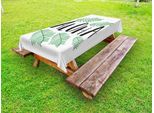 Abakuhaus Tovaglia Aloha Outdoor, Grazioso Motivo Estivo Con Testo Inky E Foglie Tropicali Oceanic Beachy, Grigio Antracite E Verde, 145X265 Cm