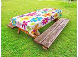 Abakuhaus Tovaglia Primaverile Con Motivi Floreali Per Esterni, Motivo Retrò Colorato In Stile Hippie Con Fiori Di Diversi Colori, Bianco E Multicolore, 145X305 Cm