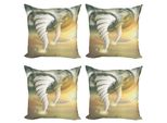 Abakuhaus Set Di Federe Tornado (4 Pezzi), Vortice Astratto Uragano, Stampa Digitale Moderna Su Entrambi I Lati, 40 Cm X 40 Cm, Verde Salvia Chiaro Giallo