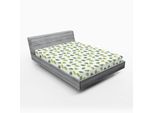 Abakuhaus Jungle Leaves Lenzuolo Con Angoli, Motivo Con Sagome Di Foglie Di Palma, Tema Hawaiano E Isola Balneare, 150 X 190 Cm, Verde Lime Oliva