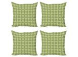 Abakuhaus Set Di Federe Per Cuscini Mid-Century (4 Pezzi), Atomic Boomerang, Stampa Digitale Moderna Su Entrambi I Lati, 60 Cm X 60 Cm, Verde Mela Indaco