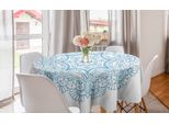 Abakuhaus Tovaglia Rotonda Blu Mandala, Monotone Floral Round, Tovaglia Rotonda Per Sala Da Pranzo E Cucina, 150 Cm, Blu Mare E Bianco