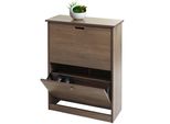 Scarpiera HWC-K45, Scarpiera Mobile, 81X60X25Cm 2 Ante, Mdf In Paulownia ~ Grigio-Marrone