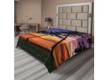 Abakuhaus Lenzuolo Tropicale, Motivo Esotico Con Palme, Spiaggia E Tramonto Sul Mare Alle Hawaii, Stagione Estiva, Lenzuolo Morbido E Confortevole Per Un Letto Decorativo, 1 Pezzo, 260 Cm X 228 Cm, Multicolore