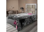 Abakuhaus Paris Lenzuolo, Romantica Foto Monocromatica Della Torre Eiffel Con Panchine Rosa E Un Segno Di Bacio, Morbido E Confortevole Lenzuolo Superiore Per Un Letto Decorativo 1 Pezzo 190 Cm X 100 Cm, Nero Bianco Rosa