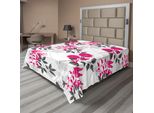 Abakuhaus Lenzuolo Con Fiori, Motivo Nostalgico Ripetitivo Con Fiori E Foglie Astratti, Lenzuolo Superiore Morbido E Confortevole Per Un Letto Decorativo 1 Pezzo 266 Cm X 260 Cm, Magenta Grigio Scuro Bianco