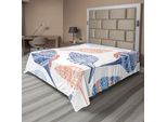Abakuhaus Lenzuolo Con Conchiglie, Creature Marine E Vita Marina Conchiglie Colorate Disegnate Sulla Spiaggia, Lenzuolo Morbido E Confortevole Per Un Letto Decorativo 1 Pezzo 260 Cm X 228 Cm, Blu, Bianco E Arancione Chiaro