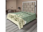 Abakuhaus Lenzuolo Natalizio, Babbo Natale Che Vola Composizione Natalizia, Morbido E Confortevole Lenzuolo Superiore Per Un Letto Decorativo 1 Pezzo 244 Cm X 205 Cm, Beige Verde Bianco