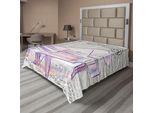 Abakuhaus Lenzuolo Per Letto Pianoforte, Design Musicale, Arte Astratta, Disegno A Mano, Stampa Doodle, Bicolore, Morbido E Confortevole, Lenzuolo Superiore Per Un Letto Decorativo, 1 Pezzo, 266 Cm X 260 Cm, Beige E Viola