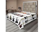 Abakuhaus Lenzuolo Musicale, Motivi Di Strumenti Classici E Basso Varietà Di Chitarre Tema Musicale Rock E Jazz, Lenzuolo Morbido E Confortevole Per Un Letto Decorativo 1 Pezzo 260 Cm X 228 Cm, Multicolore