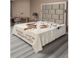 Abakuhaus Lenzuolo Bohemien, Design Con Piume E Acchiappasogni Non Smettere Mai Di Sognare Stile Tipografico Cartoonistico, Lenzuolo Morbido E Confortevole Per Un Letto Decorativo 1 Pezzo 260 Cm X 228 Cm, Beige E Marrone