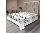 Abakuhaus Lenzuolo, Composizione Astratta Di Gatti Domestici Felini Animali Domestici Con Composizione Fiorita, Lenzuolo Morbido E Confortevole Per Un Letto Decorativo 1 Pezzo 244 Cm X 205 Cm, Verde Scuro Bianco