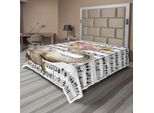 Abakuhaus Lenzuolo Elefante, Grande Animale Con Cuore Fiorito Su Sfondo Musicale, Morbido E Confortevole Lenzuolo Superiore Per Un Letto Decorativo 1 Pezzo 244 Cm X 205 Cm, Multicolore