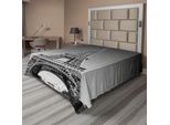 Abakuhaus Lenzuolo Torre Eiffel, Immagine Monocromatica Del Panorama Urbano Dei Monumenti Europei Di Parigi, Lenzuolo Morbido E Confortevole Per Un Letto Decorativo 1 Pezzo 244 Cm X 205 Cm, Grigio