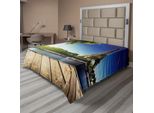 Abakuhaus Paris Lenzuolo, Torre Eiffel Francia Design Europeo Senna Legno Jets Foto Parigi Viaggi, Morbido E Confortevole Lenzuolo Superiore Per Un Letto Decorativo 1 Pezzo 266 Cm X 260 Cm, Verde E Blu