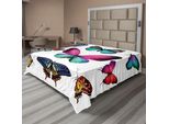 Abakuhaus Lenzuolo Con Farfalle, Set Composto Da Diverse Farfalle Che Volano Colorate Nella Natura Primaverile Stampa Digitale, Lenzuolo Superiore Morbido E Confortevole Per Un Letto Decorativo 1 Pezzo 244 Cm X 205 Cm, Multicolore