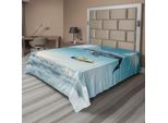 Abakuhaus Lenzuolo Wal, Fantastica Immagine Di Balena E Aereo, Paesaggio Fantastico, Immagine Del Cielo, Lenzuolo Morbido E Confortevole Per Un Letto Decorativo, 1 Pezzo, 266 Cm X 260 Cm, Azzurro, Giallo, Bianco