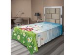 Abakuhaus Lenzuolo Da Letto Circus, Circo Itinerante Cielo Blu Fiori Farfalle Prato Verde Stampa, Lenzuolo Morbido E Confortevole Per Un Letto Decorativo 1 Pezzo 260 Cm X 168 Cm, Multicolore