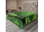 Abakuhaus Lenzuolo Da Letto, Tema "Nel Profondo Della Foresta"" Paesaggio Boschivo E Ponte Foglie Rigogliose Paesaggio Rurale, Morbido E Confortevole Lenzuolo Superiore Per Un Letto Decorativo 1 Pezzo 260 Cm X 228 Cm, Verde Marrone"