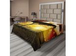 Abakuhaus Lenzuolo Safari, Albero Singolo Tramonto Africano Da Sogno Nuvole Scure E Drammatiche, Lenzuolo Morbido E Confortevole Per Un Letto Decorativo 1 Pezzo 244 Cm X 205 Cm, Verde Bianco Rosso