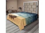 Abakuhaus Lenzuolo Safari, Rinoceronte Rinoceronte Sole Che Splende Attraverso Il Cielo Nuvoloso Prateria Vista Autunnale Immagine, Morbido E Confortevole Lenzuolo Superiore Per Un Letto Decorativo 1 Pezzo 244 Cm X 205 Cm, Blu-Grigio E Senape