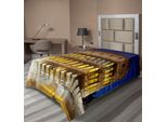 Abakuhaus Lenzuolo Colosseo, Simbolo Della Cultura Europea E Dell'architettura Imperiale Romana, Lenzuolo Morbido E Confortevole Per Un Letto Decorativo 1 Pezzo 260 Cm X 168 Cm, Blu Reale Giallo Marrone