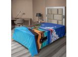 Abakuhaus Lenzuolo Da Spiaggia, Piscina Vista Sul Mare Spiaggia Con Palme Vacanze Viaggio Località Di Villeggiatura Immagine, Morbido E Confortevole Lenzuolo Superiore Per Un Letto Decorativo 1 Pezzo 260 Cm X 168 Cm, Multicolore