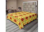 Abakuhaus Lenzuola Locali, Motivi Tribali Etnici Nativi, Bordi A Rombi, Lenzuolo Superiore Morbido E Confortevole Per Un Letto Decorativo, 1 Pezzo 275 Cm X 260 Cm, Giallo, Arancione E Rosso