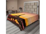 Abakuhaus Lenzuolo Torre Eiffel, Vista Della Torre Eiffel All'alba, Monumento Di Parigi Panoramico, Lenzuolo Superiore Morbido E Confortevole Per Un Letto Decorativo, 1 Pezzo, 266 Cm X 260 Cm, Calendula Marrone, Rosa Cipria.