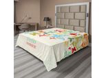 Abakuhaus Lenzuolo Con Farfalle, Sfondo Vintage Con Farfalle E Pois, Stampa "Ciao Estate"", Lenzuolo Morbido E Confortevole Per Un Letto Decorativo, 1 Pezzo, 266 Cm X 260 Cm, Multicolore"