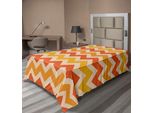 Abakuhaus Lenzuolo Angolare, Motivo Geometrico Ondulato, Colori Caldi E Vivaci, Grafica Decorativa In Stile Vintage, Lenzuolo Morbido E Confortevole Per Un Letto Decorativo, 1 Pezzo, 260 Cm X 168 Cm, Arancione, Crema, Giallo