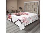 Abakuhaus Lenzuolo Con Farfalle, Ragazza Con Un Cuore Di Farfalle, Immagine Fantasia Floreale Estiva, Lenzuolo Morbido E Confortevole Per Un Letto Decorativo 1 Pezzo 260 Cm X 228 Cm, Multicolore