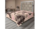 Abakuhaus Lenzuolo Torre Eiffel, Parigi Torre Eiffel Panificio Delizioso Cornetto Motivo Floreale Tradizionale, Morbido E Confortevole Lenzuolo Superiore Per Un Letto Decorativo 1 Pezzo 266 Cm X 260 Cm, Rosa Marrone Scuro